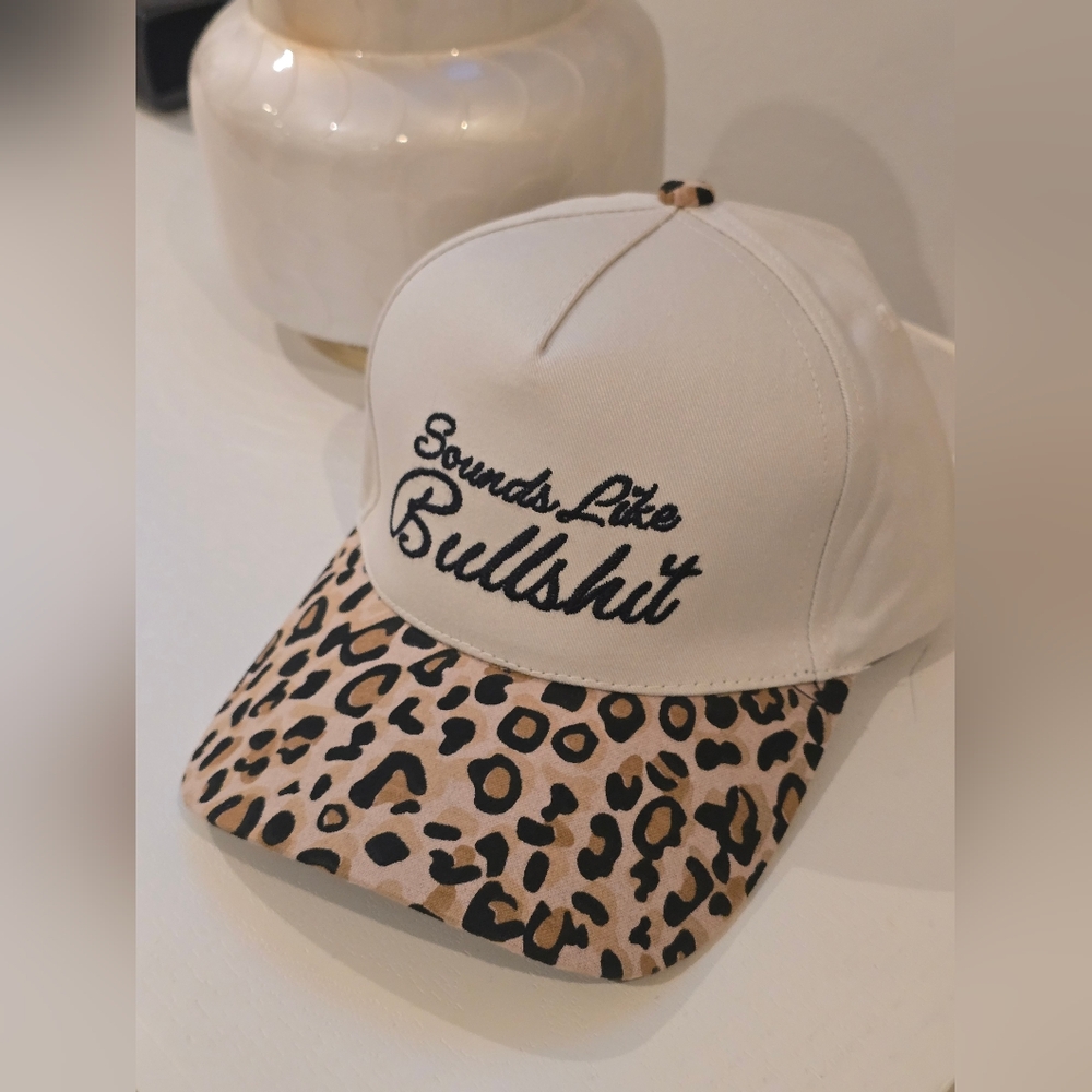 Boutique "Sounds Like Bullsh*t" Leopard Baseball Hat | Adjustable OS NIB - Picture 2 of 6